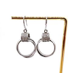 美品★ EMPORIO ARMANI  エンポリオアルマーニ ピアス シルバー 925 ラインストーン フープ