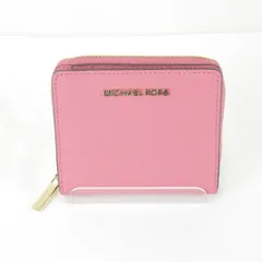 美品『USED』Michael Kors【マイケルコース】ピンク 二つ折り財布 レザー レディース ジッパー ファスナー コンパクト ウォレット