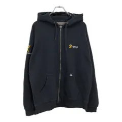 Dickies ディッキーズ フルジップ スウェット パーカー 企業ロゴ ブラック(メンズ LARGE)中古 古着 U7159