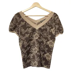 フェラガモ　シルク　ニット　半袖　柄 Salvatore Ferragamo 新タグ シルクフローラル異素材ニット