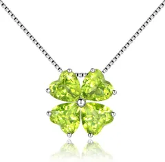 JIANGXIN ハート シルバー925 ネックレス レディース 四つ葉のクローバー 誕生石(グリーン)