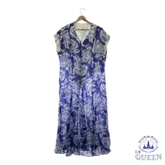 【訳アリ】 ワンピース 袖なし ノースリーブ ロング丈 花柄 カジュアル レディース 総柄 ブルー 901-3235 送料無料 古着