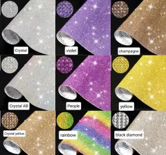 ★2色選べる★デコレーションクリスタル ラインストーンシール(自己粘着)12×20×2枚