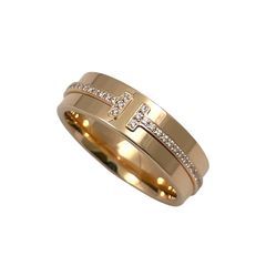 【TIFFANY&Co.】ティファニー T TWO ワイド リング・指輪 K18ピンクゴールド レディース 750 ダイヤモンド 13号 Tトゥ