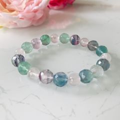 N16.フローライト☆瑪瑙共生水晶☆パワーストーンブレスレット