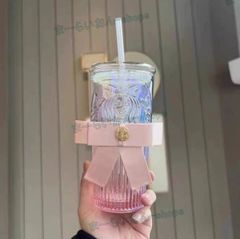 新品 スタバ スターバックス リボン付きストローガラスタンブラー 550ML 中国限定