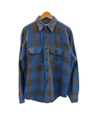 ファイブブラザー FIVE BROTHER 70s~80s 80's 80年代 USA製 ヘビーネルシャツ バッファローチェック柄 青×茶 ヴィンテージ 長袖シャツ ブルー Lサイズ 101MT-5129