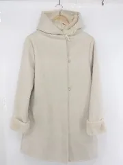 ■ PREFERIR プレフェリール フェイクファー スウェード調 長袖 ムーンコート サイズM ベージュ レディース P  【1308010004315】