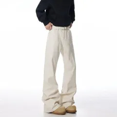 春 コーデ メンズ 用 服 シンプル ファッション オシャレ 大人 かっこいい 大きいサイズ ストリート 紳士服 調節可能 ベルト クリーン フィット アメリカン ジーンズ フレア スリム ストレート カジュアル ロング パンツ 