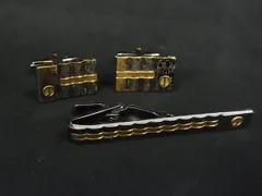 dunhill ダンヒル カフスボタン カフリンクス ネクタイピン 2点セット まとめ売り 紳士 メンズ ゴールド系×シルバー系 DF6801 冠婚葬祭 結婚式 葬式