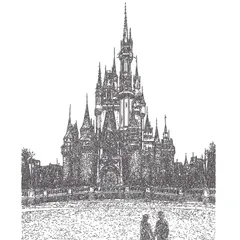 シンデレラ城 ディズニー プロポーズ 記念 ペン画 A4額装可 お土産