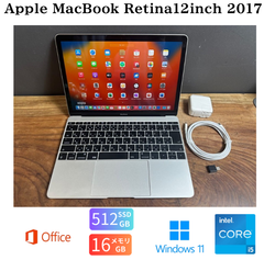 「美品新品バッテリー」Apple MacBook Retina12inch 2017/CPU i5 1.3Ghz/16GB/SSD512GB/Windows11/Office2024/CJ428