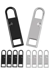 ファスナー 引き手 交換用ジッパー ジッパーパーツ ジッパー修理キット ジッパーハンドル 交換用ジッパー プルパーツ ジッパー修理用 チャックバッグ 財布 洋服 靴 メタルジップタブ プル 引き手（ブラック＋シルバー）