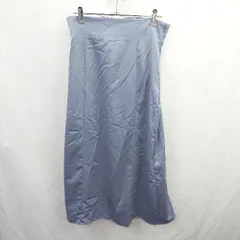 ◇ ⊂ GLOBAL WORK グローバルワーク サテン調 ロング丈 フレア スカート サイズL ブルー系 レディース E  【1505290034807】