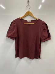 nj480⚫︎KUMIKYOKU⚫︎組曲⚫︎チュール⚫︎切替⚫︎パフスリーブ⚫︎カットソー⚫︎size3⚫︎えんじ