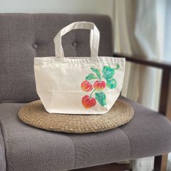 手描きホオズキ柄 トートバッグ ランチバッグ ナチュラル 鬼灯
