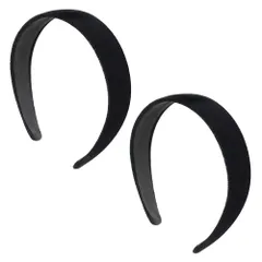 【在庫処分】ヘアアレンジ ヘアアクセ シンプル レディース ヘアアクセサリー ベロア製 大人 2個セット ブラック 黒 (2.5cm+3cm) カチューシャ