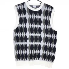 ナイキ ニットベスト グレー×ダークグレー ダイヤ柄 綿100％ メンズ M ゴルフウェア NIKE