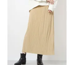 新品　サマンサモスモス ブルー  Samansa Mos2 blue カットプリーツスカート （ベージュ）ロングスカート