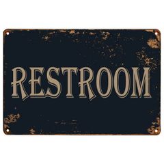 メタルサイン "RESTROOM" トイレ案内 縦20cm×横30cm