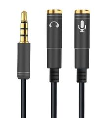 オーディオ分配ケーブル 3.5mmステレオ(オス)⇔3.5mmステレオ(メス)×2) 30cm (ブラック)[定形外郵便、送料無料]mer001