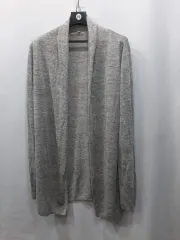 MUJI 日本 リネン 100 ニット グレーメランジ カーディガン ロング丈 L sp2