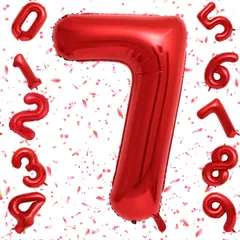 【数量限定】Exgox 数字バルーン レッド アルミ風船 誕生日 40インチ ナンバー7 ハッピーバースデー 飾り付け 男の子 女の子 ギフト 記念日 お祝い パーティー 結婚式 披露宴