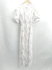 ◇ ⊂ GIRL ガール 花柄 ウエストゴム 半袖 ひざ下 ワンピース サイズM ホワイト系 レディース E  【1501230038874】