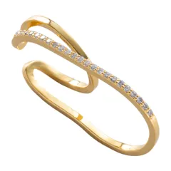 【ゴールド×フリーサイズ】[Cream dot. クリームドット公式]リング 指輪 レディース 金属アレルギー ニッケルフリー フィンガーリング ダブルリング ビジュー ライン レイヤード風 変形 微調整可能 大人