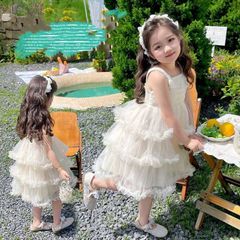 子供服 ワンピース ドレス 姫服 子供服 女の子 チュール ワンピース キッズ 女児 小学生 キッズ 可愛い  おしゃれ カジュアル キャミワンピ  発表会 結婚式 音楽会 演奏会  90cm 100cm 110cm jinrui04