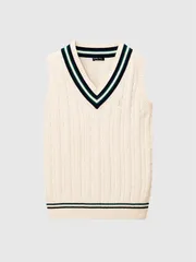 EASTBOY イーストボーイ ベスト Venus 綿ベスト 7G スクール ベスト おしゃれ ライン入り おしゃれ かわいい シンプル ブランド コットン 綿 100% 高校生 中学生 学生 通学 ケーブル編 ライン入り 女子高生 学生服 4216007