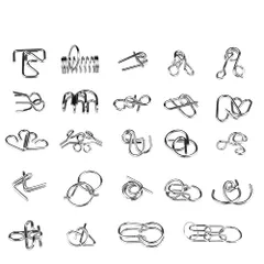 【迅速発送】知恵の輪 パズル 脳トレ 謎解き 手遊び リングパズル 教育 勉強 子供 大人 自粛中 頭の体操 初心者 暇つぶし ストレス解消 24点セット