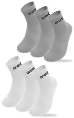 スポーツソックス 靴下 ミドル丈 COOLMAX(R) ファイバー配合 吸水速乾 抗菌防臭加工 6足セット グレー ホワイト Mサイズ GronG（グロング）