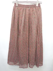 ◇ ⊂ Samansa Mos2 blue 花柄 ロング丈 フレア スカート サイズF レッド系　ブラック　ブルー レディース P  【1409250038426】