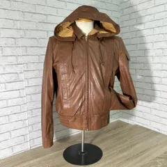 1044 70s カサブランカ CASABLANCA ブラウン キャメル フード付レザージャケット リバーシブル サイズ42 Lサイズ YKK ビンテージ 古着のサムネイル