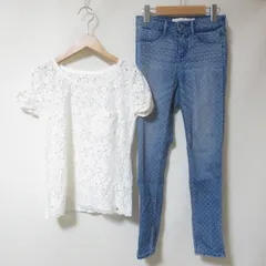C959　アバクロンビー&フィッチ　レース　カットソー　デニム　パンツ　2点セット　XS　24