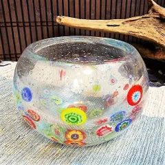 とんぼ玉 丸花瓶 ガラス オブジェ 可愛い色合い 和 インテリア 涼し気な置物