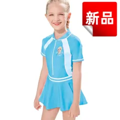 ✨新品✨ 子供用水着 ディズニー エルサ 女の子 ワンピース水着 UVカット 速乾 冷感 プリンセス スイムウェア キッズ 水泳 プール ビーチ 海水浴 夏休み スクール 温泉 ブルー かわいい 100cm 110cm 120cm 130cm 140cm 半袖