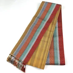 たんす屋 TANSU-YA 中古 リユース帯 半幅帯 マルチカラー カジュアル 織り 柄寄せ 未洗い MS2110