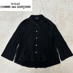 tricot COMME des GARCONS トリココムデギャルソン 丸襟 レース フレア ブラウス ウール S ブラック