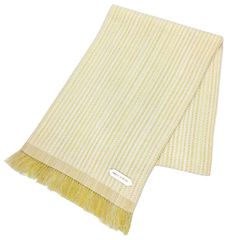 HERMES エルメス レザーパッチ マフラー ウェイビーダブルフェイス カシミヤ イエロー 美品 aq11539