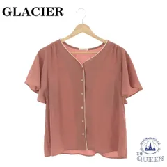 ☆美品☆ GLACIER グラシア トップス シャツ ブラウス 半袖 Vネック レディース ピンク M 901-3784 送料無料