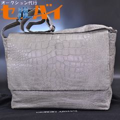 極美品 GIORGIO ARMANI クロコダイル型押しレザー ハンドバッグ ジョルジオ アルマーニ ラ プリマ ミニホーボーバッグ パテント