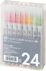 【在庫処分】呉竹 カラーペン 筆ペン ZIG クリーンカラー リアルブラッシュ 24色 RB-6000AT/24V