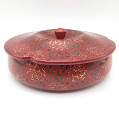 津軽塗 蓋付菓子器 りんご 唐塗 茜 伝統工芸 漆器 シュガーポット 林檎