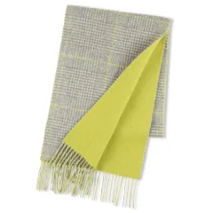 [Elensia] エレンシア カシミヤブレンド リバーシブル マフラー レディース メンズ UVカット98%以上 チェック 30×186cm 160g 全13色 グレー イエロー [グレー イエロー]