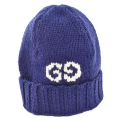 GUCCI (グッチ) GGディテール ウールニットビーニーキャップ ネイビー 602886のサムネイル