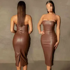 d.i.a. セクシー千鳥柄ベロア調ベアトップワンピース