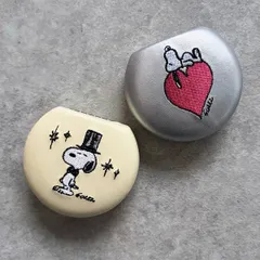 アクセサリーポーチ スヌーピー マルチケース ラウンド ハードケース （ 小物入れ SNOOPY 刺繍 ケース ミニケース 収納ケース 持ち運び 携帯 かわいい 小物ケース 持ち歩き コンパクト 小物 アクセサリー 蓋付き キャラクター ）