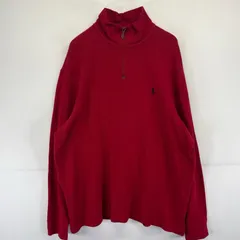 古着 ポロバイラルフローレン Polo by Ralph Lauren ニット ハーフジップ トレーナー ワンポイントロゴ スウェット XXL  レッド系 メンズ